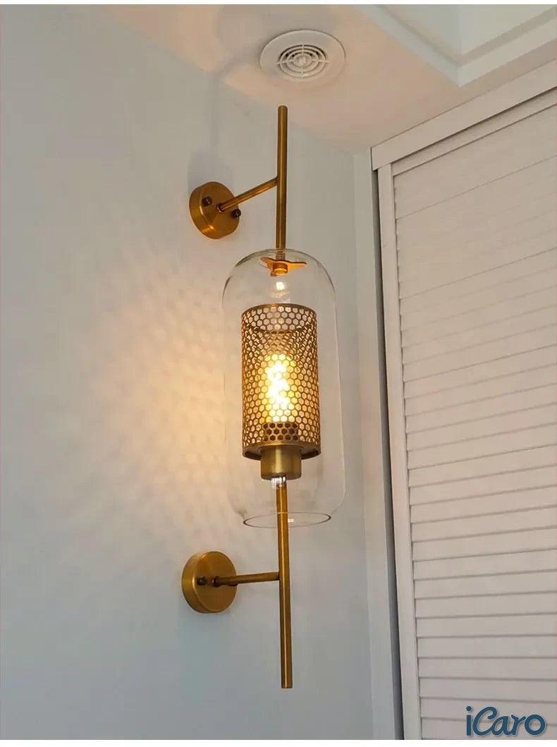 Lámparas de pared de vidrio modernas Fanoos, luminaria, aplique, iluminación, mesita de noche, sala de estar, decoración del hogar, luz de bola dorada 